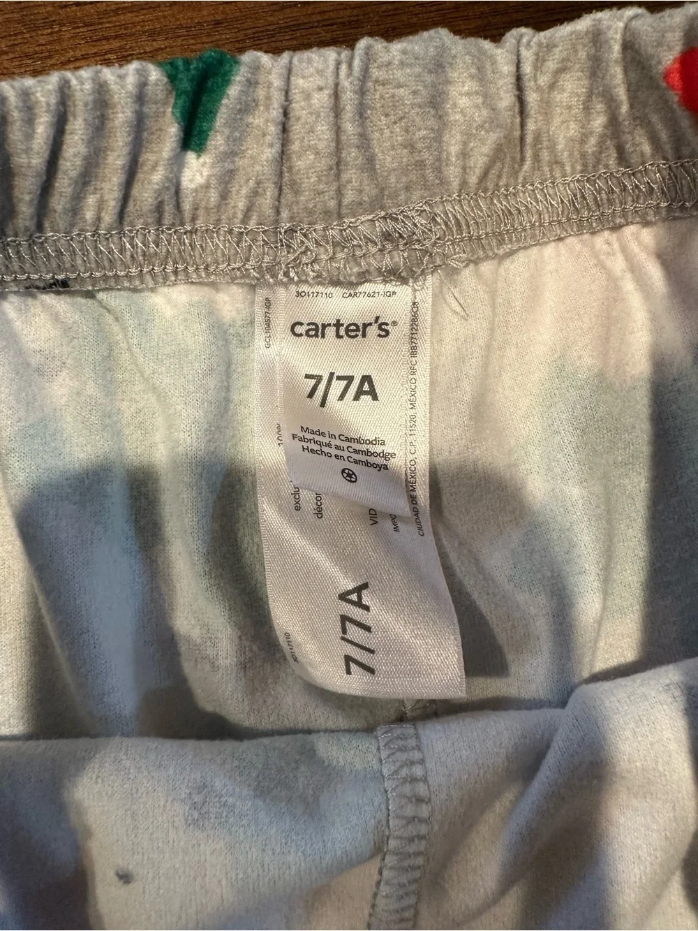 Carter's kids 7/7A Lounge Pants and Size 7 Santa Claus Red Plaid Christmas